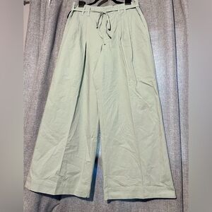 a new day Women's Belted Pleated Wide Leg Trouser in Light Green